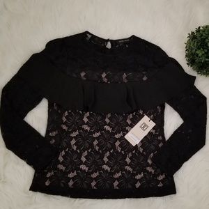 Ivanka Trump Gemstone Longsleeve Lace Shirt Small